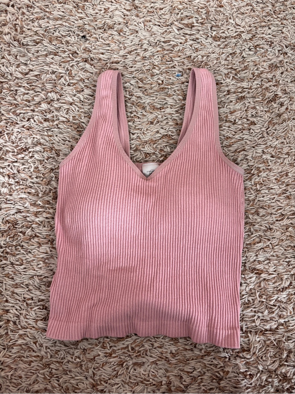 Altar'd State Ribbed V-Neck Tank - Dusty Rose